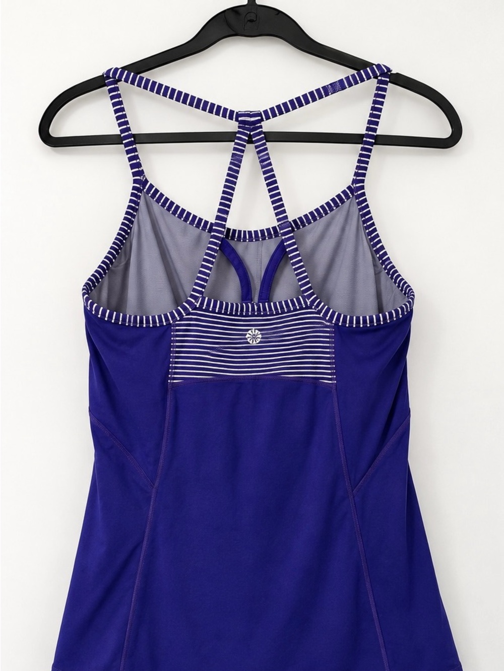 Athleta purple and white logo workout top size S